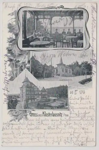 59582 Ak Gruss aus Klosterlausnitz - Klosterschänke, Veranda, Kurhaus 1902