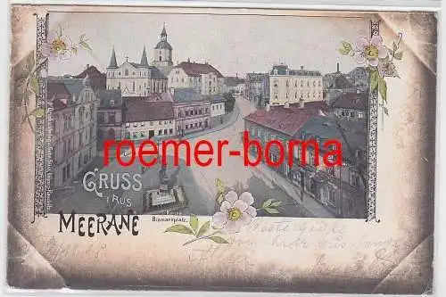 77184 Ak Lithografie Gruss aus Meerane Bismarckplatz 1898