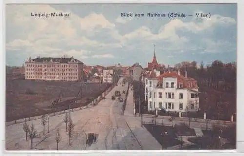 25133 Ak Leipzig-Mockau Blick vom Rathaus auf Schule und Villen um 1920