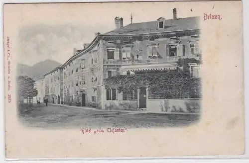 90901 Relief AK Brixen - Hôtel "zum Elefanten" + Straßenansicht um 1900