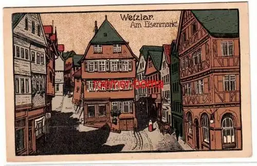 72644 Künstler Stein Zeichnung Ak Wetzlar am Eisenmarkt um 1920