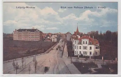 57302 Ak Leipzig-Mockau Blick vom Rathaus auf Schule und Villen um 1920