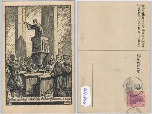 44148 DR Ganzsachen Postkarte PP40/C2/02 Luther Feier Wittenberg 1922
