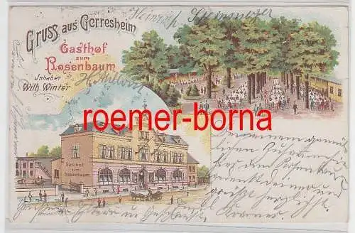 77636 Ak Lithographie Gruß aus Gerresheim Gasthof zum Rosenbaum 1901