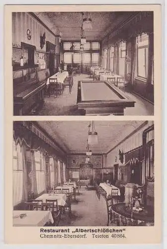 91441 AK Restaurant "Albertschlößchen" Chemnitz- Ebersdorf Innenansicht um 1930