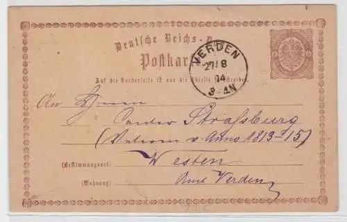 97228 DR Ganzsachen Postkarte Plattenfehler P1A10c Verden nach Westen 1874