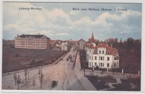 89652 Ak Leipzig-Mockau Blick vom Rathaus auf Schule und Villen um 1920