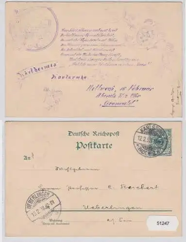 51247 DR Ganzsachen Postkarte PP9 Karlsruhe "Wertheimia" 1898