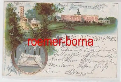 77754 Ak Lithographie Gruß aus Potsdam Neues Palais usw. 1898
