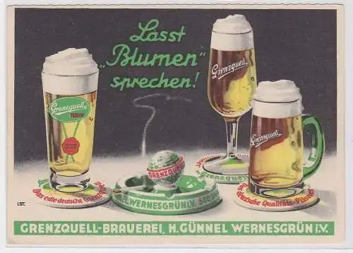 86299 Reklame Ak Grenzquell Brauerei Wernesgrün um 1940