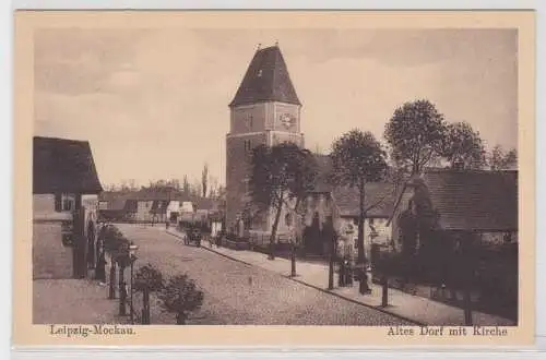 17145 Ak Leipzig-Mockau Altes Dorf mit Kirche um 1920