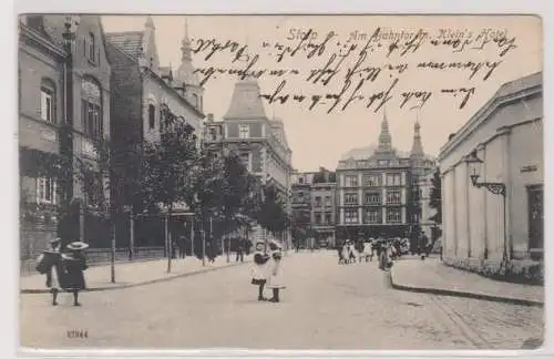 23495 Ak Stolp Słupsk in Pommern am Bahntor mit Kleins Hotel 1909