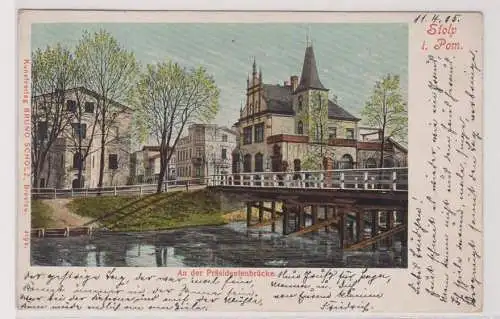 41840 Ak Stolp Słupsk in Pommern an der Präsidentenbrücke 1905