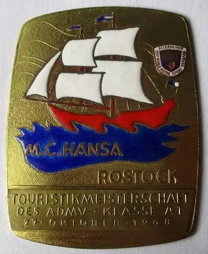 DDR Plakette M.C. Hansa Rostock Touristikmeisterschaft ADMV 1968 (126553)