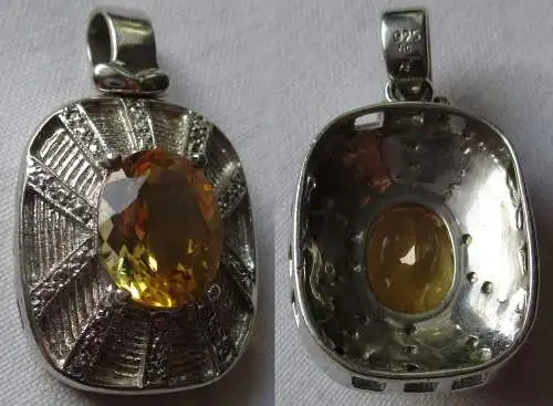 Eleganter 925er Sterling Silber Ketten Anhänger mit orangenem Stein (121945)