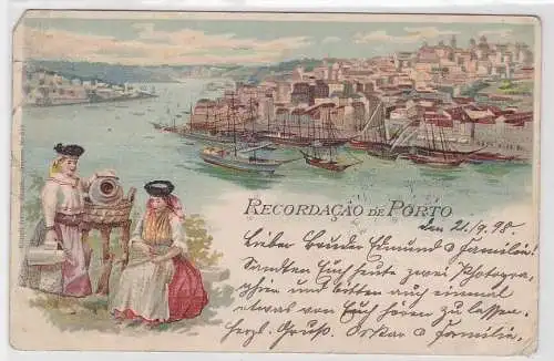 08296 Ak Lithographie Recordacao de Porto Portugal 1898