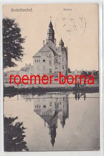 76156 Ak Großröhrsdorf in Sachsen Rathaus mit Spiegelbild im Wasser 1912