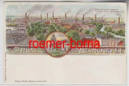 76403 Ak Lithografie Gruss aus Neumünster um 1900