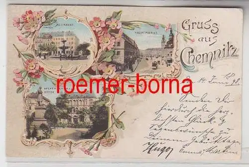 72536 Ak Lithographie Gruss aus Chemnitz 1898