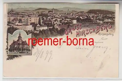 76870 Ak Lithografie Gruss aus Hirschberg im Riesengebirge Jelenia Góra 1899
