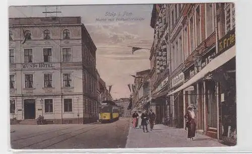 50611 Feldpost Ak Stolp in Pommern Markt mit Holzentorstrasse 1917