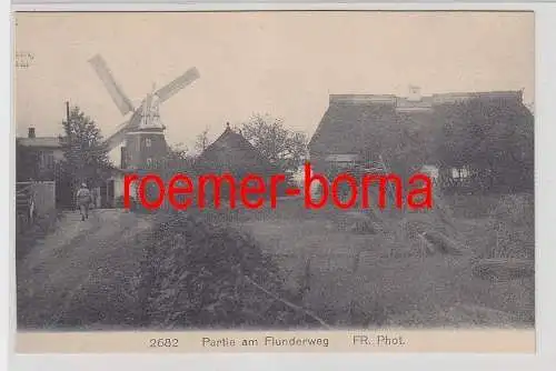 50179 Ak Müritz Partie am Flunderweg Windmühle um 1930