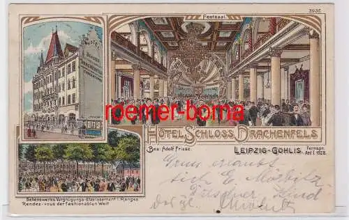 87506 Ak Lithographie Leipzig Gohlis Hotel Schloß Drachenfels 1908