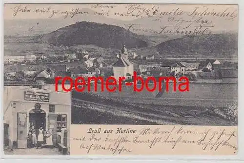 68222 Ak Gruß aus Hertine Rtyně nad Bílinou Kolonialwarenhandlung 1909