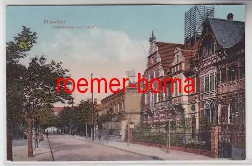 75919 Ak Bitterfeld Lindenstrasse und Postamt 1911