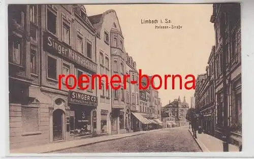 75700 Ak Limbach in Sa. Helenenstraße mit Singer Nähmaschinen Geschäft um 1930