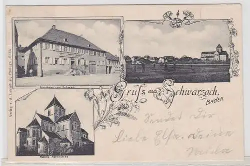 04711 Lithographie Ak Gruss aus Schwarzach - Gasthaus zum Schwan 1903