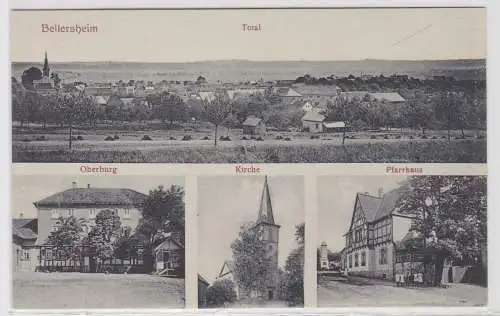34100 Mehrbild Ak Bellersheim Total, Oberburg, Kirche, Pfarrhaus um 1910