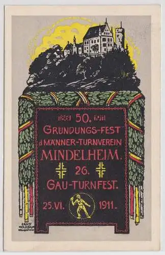 33985 Ak 50.Gründungsfest Männerturnverein und 26.Gauturnfest Mindelheim 1911