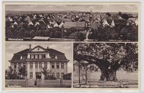 98529 Mehrbild Ak Meimsheim - Schulhaus, 100 jährige Linde, Totalansicht