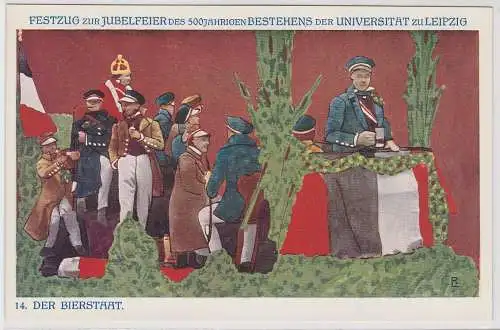 85826 Künstler Ak Festzug vom 500jährigen Jubiläum der Universität Leipzig 1909