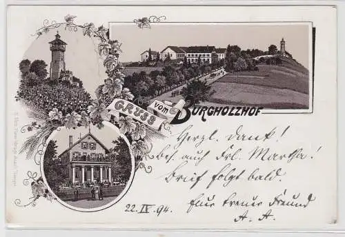 56248 Lithographie Ak Gruss aus Burgholzhof 1894