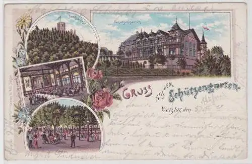 05334 Ak Lithographie Gruß aus dem Schützengarten Wetzlar 1900