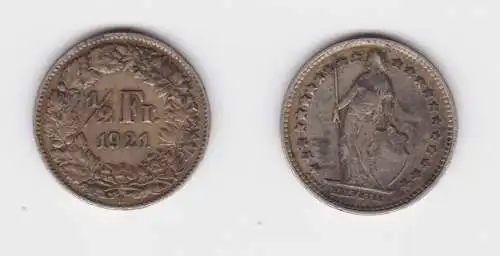 1/2 Franken Silber Münze Schweiz 1921 B ss (152520)