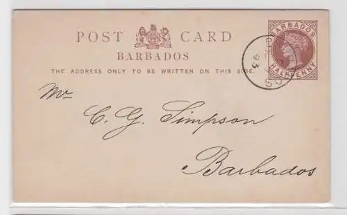 50535 seltene Ganzsachen Postkarte Barbados 1/2 Penny Braun 1893