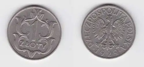 1 Zloty Nickel Münze 1929 Polen ss+ (154974)