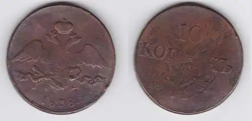 10 Kopeken Kupfer Münze Russland 1838 Nikolaus I. (155062)