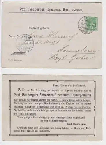 81239 alte Ganzsachen Karte Schweiz mit Zudruck Paul Heuberger Bern 1908