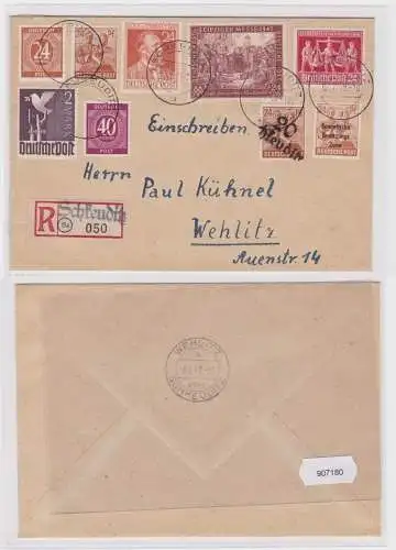 907180 Einschreibebrief R-Zettel Schkeuditz SBZ 1948