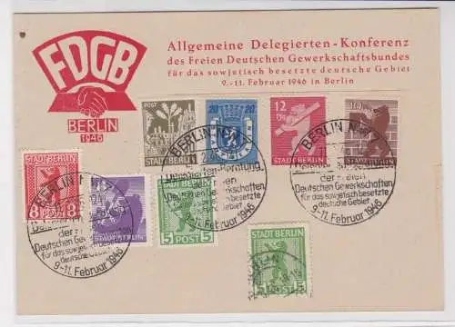 906748 Postkarte Allgemeine Delegierten-Konferenz FDGB Berlin 1946
