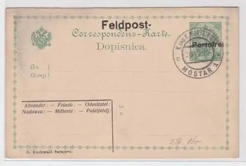 907481 K.u.K. Militärpost Feldpost portofrei Bosnien Herzegowina Mostar 1915