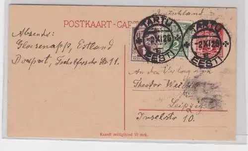 907085 Ganzsachen Postkarte Estland Tartu nach Leipzig 1925