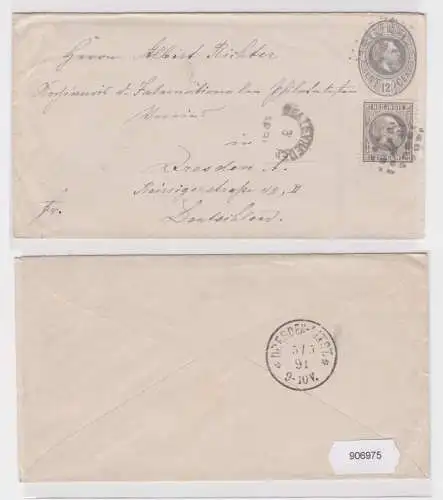 906975 Brief Niederländisch Indien 12 1/2 Cents Weltevreden - Dresden 1891