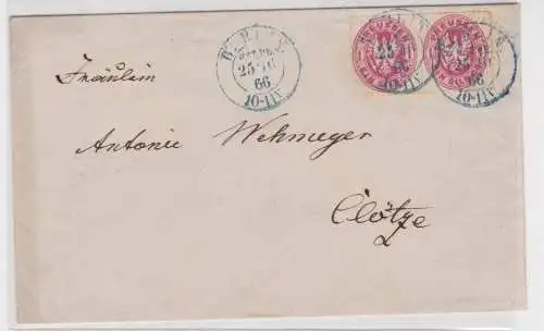 906845 AD Preußen Brief Mi 16 Berlin nach Clötze (Klötze) 1866