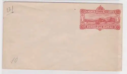 906981 Ganzsachen Umschlag Honolulu Hawaii 1884 4 Cents postal envelope