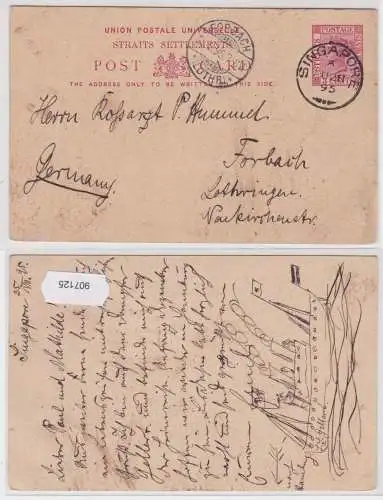 907125 Ganzsachen Straits Settlements Singapore - Forbach 1895 S.S. Gellert